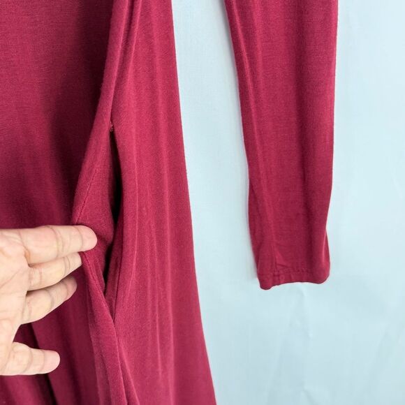 Women Red Cold Shoulder A-Line Shirt Dress Red Large With pockets - Picture 8 of 15